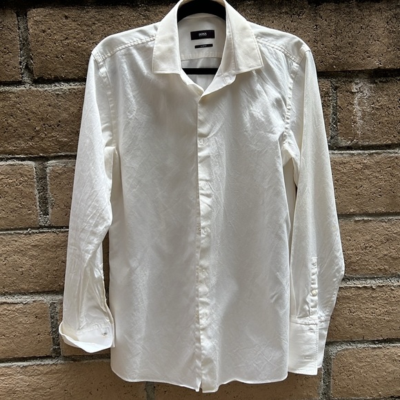 Hugo Boss Cream Slim Fit formal dress Shirt Us 15.5‎ R - Picture 16 of 17